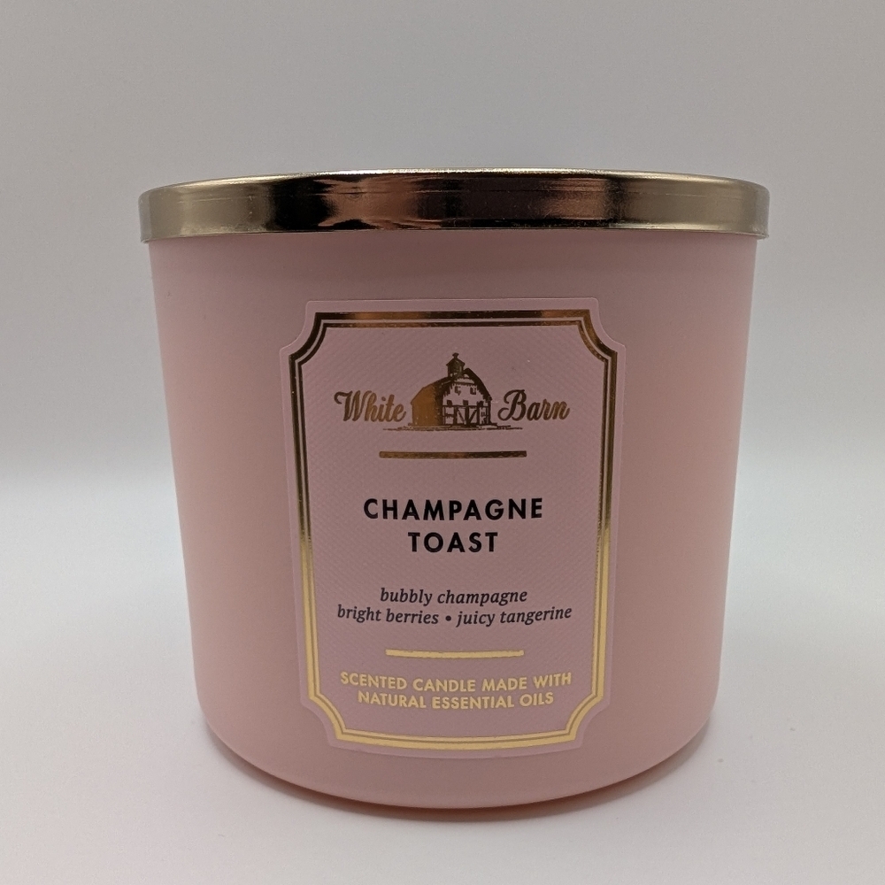 White Barn B&BW 3-Wick Champagne Toast Pink & Gold Candle 14.5 Oz NWT